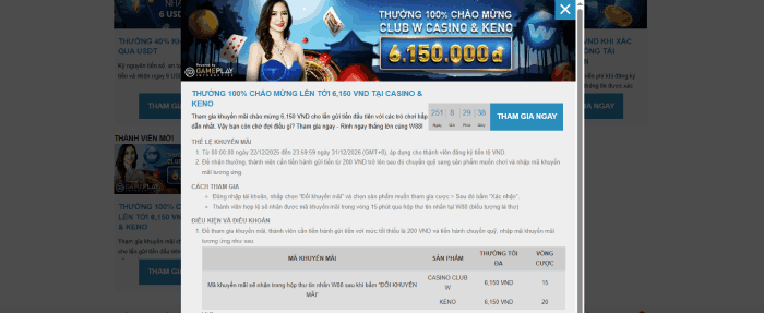 ưu đãi chào mừng W88